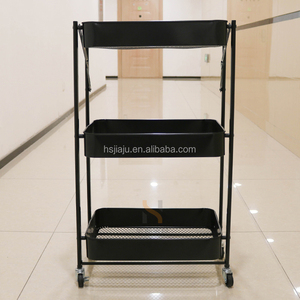 Estante de almacenamiento giratorio de 360 grados de Metal de alto rendimiento, ruedas de cocina para el hogar, carrito de peluquería de <span class=keywords><strong>3</strong></span> niveles - Product Image 3