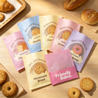 Sacs à biscuits personnalisés avec logo imprimé, design personnalisé, emballage individuel, plastique thermoscellé, mat, givré, avec fenêtre