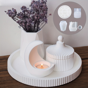 5-mảnh thiết lập của Chân Nến Lọ lưu trữ hộp Silicone khuôn DIY khay nhựa khuôn thạch cao sản phẩm xi măng trang trí nội thất - Product Image 1