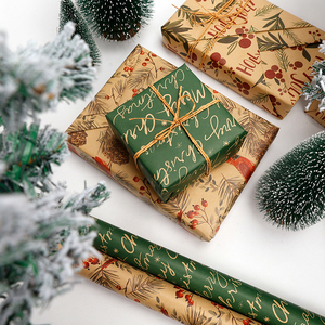 Wholesale 80gsm <b>Christmas</b> Kraft <b>Paper</b> 43*300cm Gift Luxury Custom Packaging Wrapping <b>Paper</b> Roll - Product Image 2