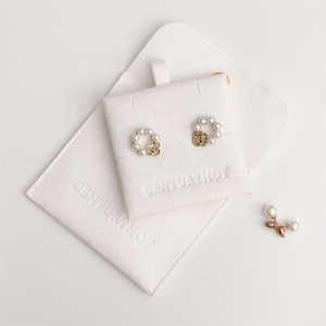 PUPPYSEW White Microfiber Jewelry Bag Snap Button Pouch Velvet Jewelry Packaging Bag With Insert Pad - Product Image 1