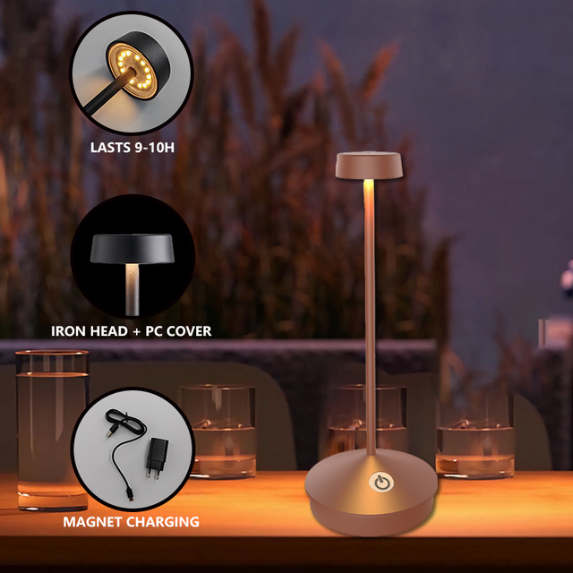 High Quality Modern Design LED Table Lamp Rechargeable with Cordless Battery for Home Hotel Coffee Shop Mood Color Lighting