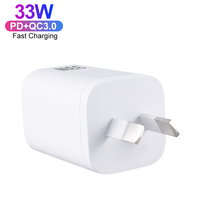 Chargeur mural rapide GaN 33W USB-C PD33W QC3.0 avec prise AU, vente directe d'usine, pour iPhone 17 16 15