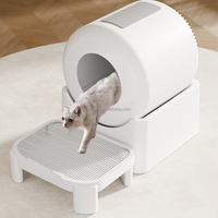 Kotak Pasir Kucing Otomatis Pintar 64L dengan Kontrol Aplikasi, Toilet Elektronik Tertutup, Desain Anti-Jepit untuk Banyak Kucing