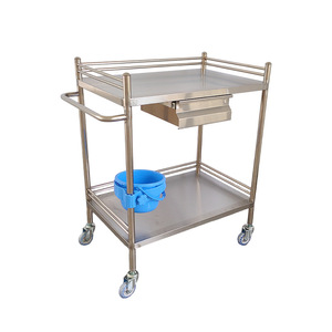 Carrito de Herramientas de Acero Inoxidable Lekang 600x440x880mm de Doble Capa con un Cajón, Carrito de Tratamiento Médico - Product Image 5