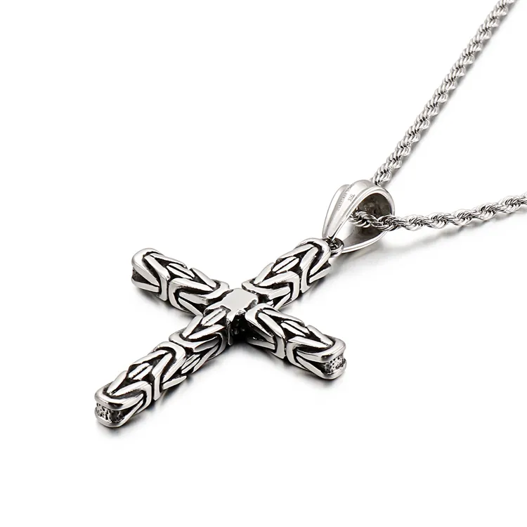 Christian Gifts Religious Mens Tarnish Free Cross Pendant Gothic Cross Gold Stainless Steel Baroque Cross Pendant Necklace