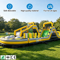 Parcours d'obstacles gonflable commercial avec toboggan, mur d'escalade et tunnels, défi d'assaut gonflable pour enfants et adultes à louer