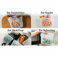 Accessoires de cuisine personnalisés, produits écologiques, sacs de congélation pour collations pour enfants, compatibles micro-ondes, sacs de conservation alimentaire en silicone