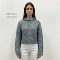 Pull à capuche tricoté pour femme Kenzi, manches longues, personnalisable OEM & ODM, haute qualité, bleu foncé, vente en gros, vêtements de loisirs