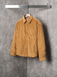 Veste d'hiver imperméable <span class=keywords><strong>Softshell</strong></span> pour homme Manteau en polaire coupe-vent simple boutonnage OEM Veste en duvet de coton texturé en velours côtelé - Product Image 3