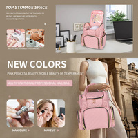 Vente en gros pour un sac de rangement pour outils de maquillage et de vernis à ongles à grande capacité, à double couche, en polyester, avec fermeture éclair, détachable, très vendu