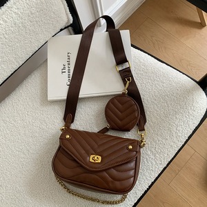 Women's Quilted Chain Shoulder Bag 7 Inch White <b>Lock</b> Closure Everyday Outfits - Product Image 4