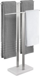 Portasciugamani a 2 livelli portasciugamani con Base in marmo per pavimento in acciaio inox con finitura spazzolata - Product Image 6