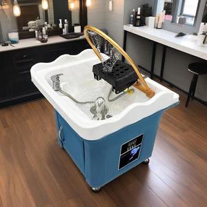 Hot Selling Modern Hair Salon Japanese Head Spa <b>Bed</b> Portable Shampoo Sink Bowl Mobile Hair Wash Basin Portable Shampoo Basin - Product Image 5