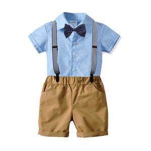 Vêtements d'été pour bébé, ensembles de vêtements pour bébé garçon, costume de gentleman formel, barboteuse rayée, pantalon, tenues - Product Image 6