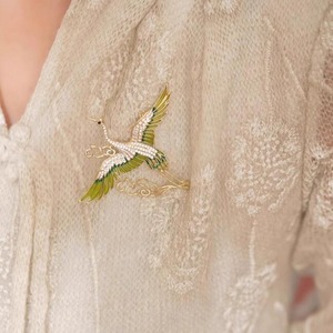 Vintage Green Enamel Wings Rhinestone Crane Clouds Brooches for Women Flying Phoenix Birds Lapel <b>Pins</b> Animal <b>Badge</b> Party Jewelry - Product Image 4