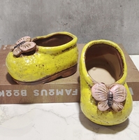 Chaud coréen mignon petites chaussures en céramique Pot de plante succulente dessin animé en trois dimensions