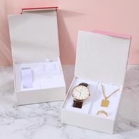 Coffret Cadeau en Papier pour Bijoux, Fermeture Magnétique Carrée, Style Luxe Léger, Nœud Élégant pour Fêtes, Rangement pour Collier, Bague, Montre