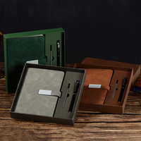 Ensemble cadeau de carnet en cuir personnalisé pour entreprise 2026 avec impression de logo, couvertures et accessoires haut de gamme, écriture complète pour cadres dirigeants
