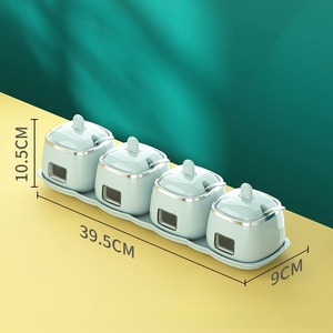 Europe Style PP+PS Material Emerald-green Aqua 3 <strong>Jars</strong> &amp; 4 <strong>Jars</strong> Seasoning <strong>Containers</strong> Combination <strong>Set</strong> With Tray - Product Image 6