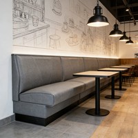 Ensemble de mobilier de restaurant en cuir, canapé-borne élégant de style nordique, solution tout-en-un pour espaces commerciaux