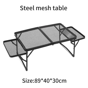 YASN Table en métal pliable portable Table de camping de cuisine moderne en aluminium pour l'extérieur et la salle de sport avec table de gril portable en maille d'acier