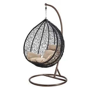 Winker-Columpio de ratán para exteriores, muebles de jardín, silla colgante de un solo color gris