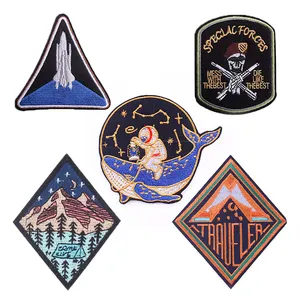 Personal design woven patch Applique Brand Iron On Woven Logo patches custom embroidery circle woven patches clear image