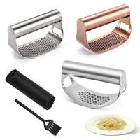 Presse-ail en acier inoxydable avec brosse de nettoyage, hachoir, éminceur et ouvre-ail écologique pour restaurant et maison