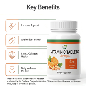 Tabletas de Vitamina C 500mg OEM, Sabor Natural a Naranja, Antioxidante, Refuerzo Inmunológico, 90 Unidades, Sin Gluten - Product Image 3