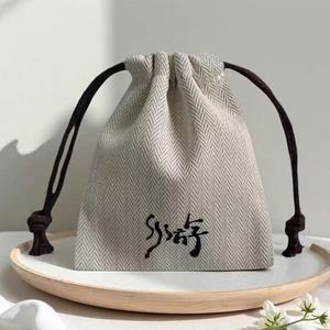Wholesale Eco-Friendly Recyclable Cotton <b>Drawstring</b> Bag Screen-Printed Herringbone Cotton <b>Drawstring</b> <b>Pouch</b> - Product Image 6