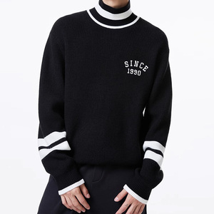 Suéter de hombre con logotipo personalizado, jersey de cuello alto, prendas de punto de alta calidad, top de punto liso de manga larga, suéter de algodón de invierno para hombre - Product Image 1