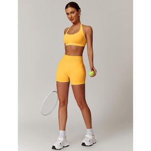 2 Piece Womens Workout Set <b>Halter</b> <b>Neck</b> Sport <b>Bra</b> Matching Booty Lifting Shorts Gym Yoga Active Outfits - Product Image 5