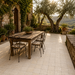 Dalles carrées en pierre calcaire beige pour allées de jardin, patios, espaces extérieurs, resorts, revêtements de sol tropicaux - Product Image 6