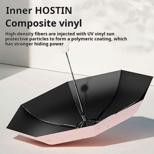 LM-H Parapluie personnalisé mini pliant en cinq sections en tissu pongé, motif cœur estampé à chaud, portable et pliable, à commande manuelle - Product Image 4