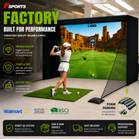 Enceinte de simulation de golf 10x8 pieds, robuste, avec écran d'impact HD et filet de récupération pour entraînement en intérieur