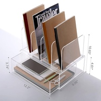 Organizadores de Escritorio, Organizador de Escritorio Acrílico con Cajón, Organización de Suministros de Oficina, Almacenamiento, Organizador de Archivos Acrílico Transparente para Escritorio