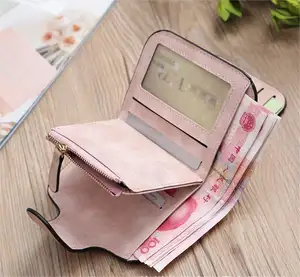 3 Discount Magnetic Wallet Multi-card Ladies Purse Wholesale Source Simple Short Solid Color PU Fashion Unisex Letter