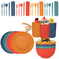 Ensembles de vaisselle en paille de blé Couverts en paille de blé Assiettes Tasses et bols Ensembles pour 6 personnes