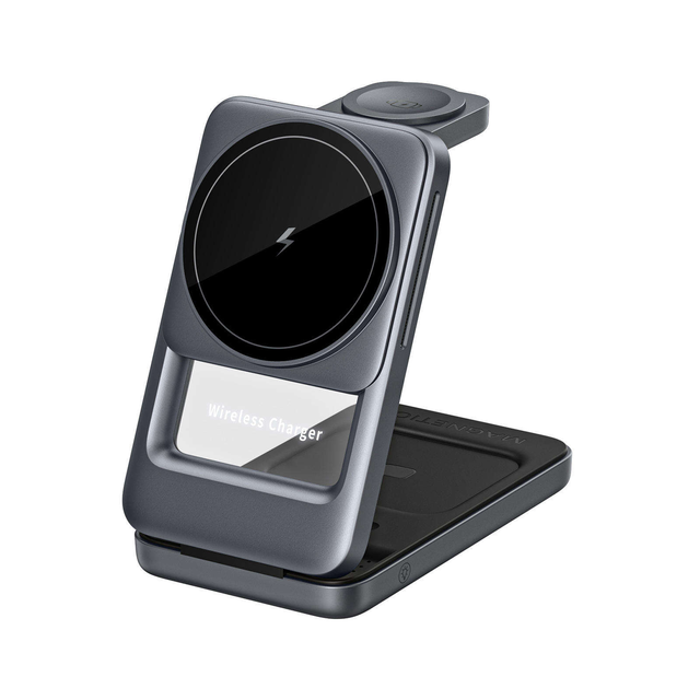 Customized Brand LOGO on Acrylic for Gift Market 3 in 1 Wireless Chargers with Ambient Lighting for Mobile Phone Watch & Earbuds
