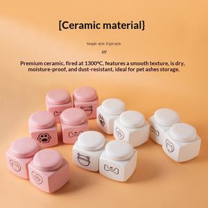 Керамическая урна для праха собак и кошек, квадратная, ручной работы, герметичная, с крышкой, для похоронных принадлежностей и хранения костей - Product Image 3
