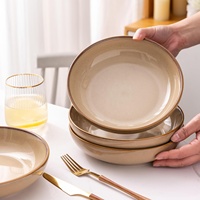Service de table en porcelaine classique Assiettes en céramique directes d'usine Vaisselle en grès Lave-vaisselle portable écologique passe au micro-ondes