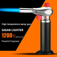 Grands briquets torche à souder en métal réglables, rechargeables au gaz, à jet de butane, pour cuisinières, camping, feux d'artifice, poêles