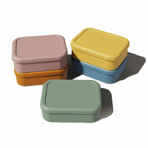 Reusable Bpa Free Food Grade Silicone Adult Office Lunch Box 3 Compartment Divider Children Bento Lunch Box Sets For Kids School