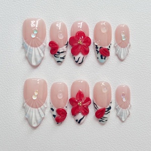 2025 coloridas flores 3D fiesta personalizada <span class=keywords><strong>boda</strong></span> <span class=keywords><strong>uñas</strong></span> regalo dulce perla fresca diamante cereza <span class=keywords><strong>diseño</strong></span> francés almendra <span class=keywords><strong>uñas</strong></span> hechas a mano - Product Image 3