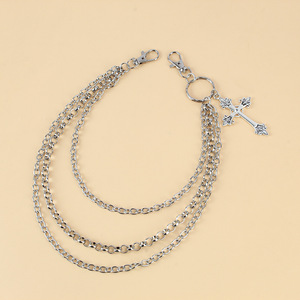 yueli Hip Hop Fashion Multi Layer Metal <b>Cross</b> Waist <b>Chain</b> For <b>Men</b> Halloween Punk Style Tibetan Silver Body <b>Chain</b> - Product Image 3