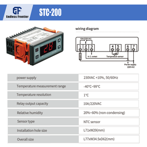 Contrôleur de température numérique STC-9200, thermostat micro-ordinateur pour la réfrigération et le CVC - Product Image 5