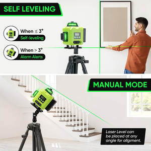 ขาตั้งกล้องเลเซอร์ 16 เส้น 4x360 °   เลเซอร์เส้นไขว้สีเขียวปรับระดับเองสำหรับงานก่อสร้าง การปรับปรุงบ้าน การปูกระเบื้อง - Product Image 3