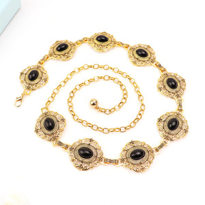 Cinturón de Cadena Dorado Multicolor con Gemas, Cadena Corporal Elegante, Cinturón Vaquero Occidental con Conchos <span class=keywords><strong>para</strong></span> Mujer - Product Image 2