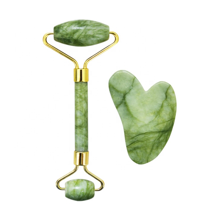 Натуральный Массажер для кожи лица, Нефритовый ролик и гуаша